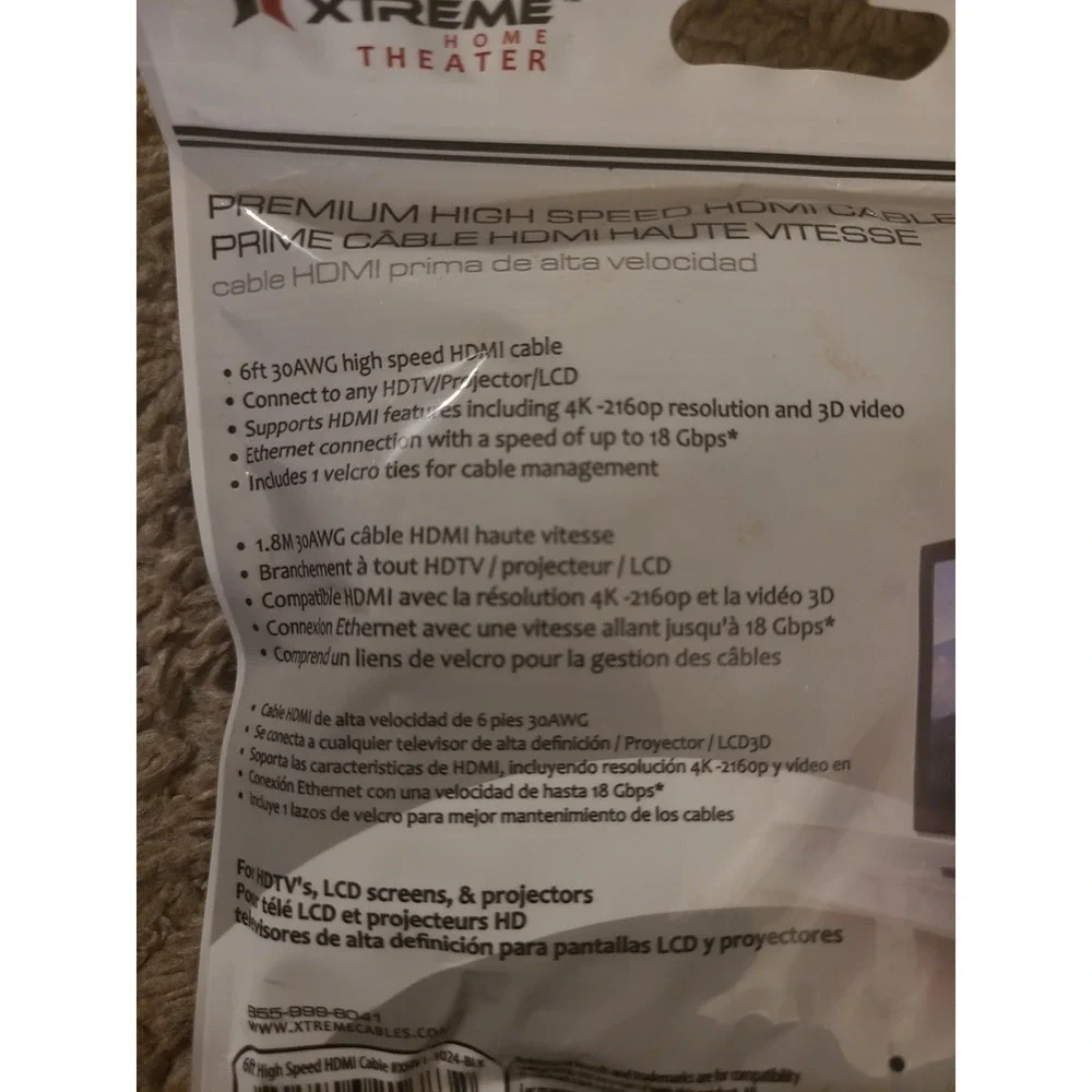 Xtreme 6 ft Premium High Speed HDMI Cable New 1.8 M